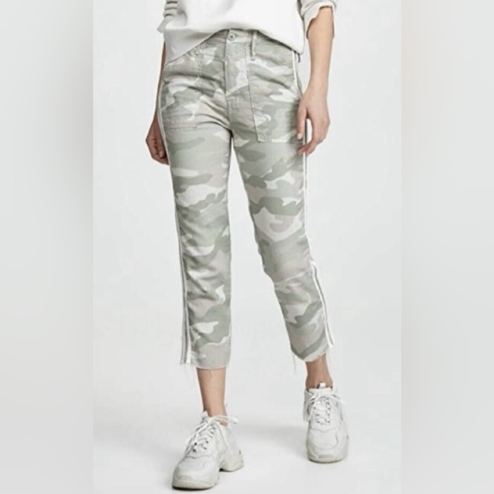 Camouflage Cargo Pants with Side Stripes